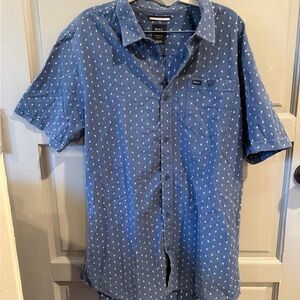 RVCA Men's Casual Blue Patterned Shirt
